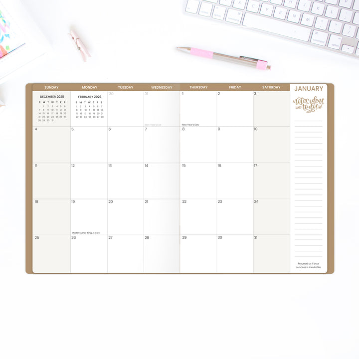 2026 Monthly Planner, 9" x 12", Midnight Sky