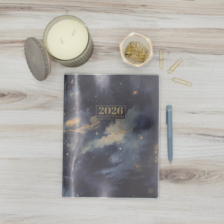 2026 Monthly Planner, 9" x 12", Midnight Sky
