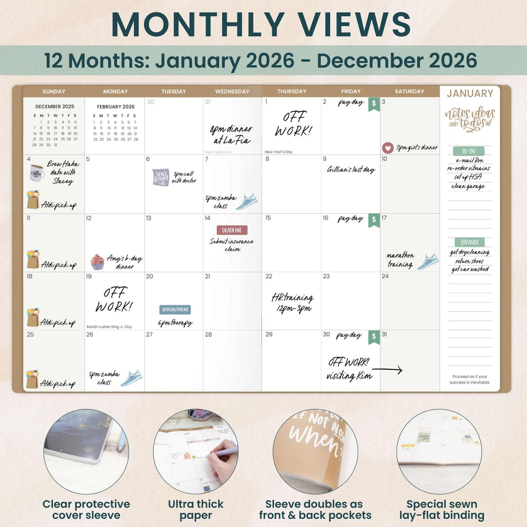 2026 Monthly Planner, 9" x 12", Midnight Sky
