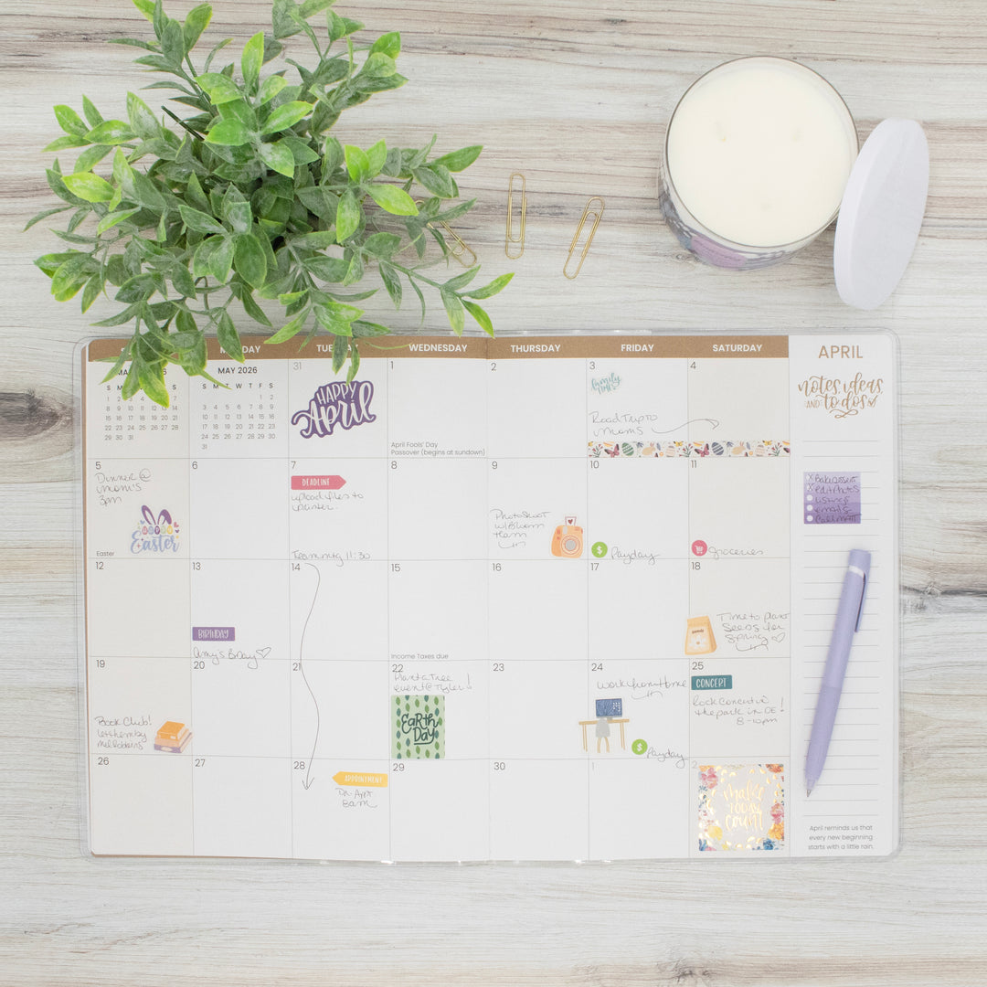 2026 Monthly Planner, 9" x 12", Garden Party