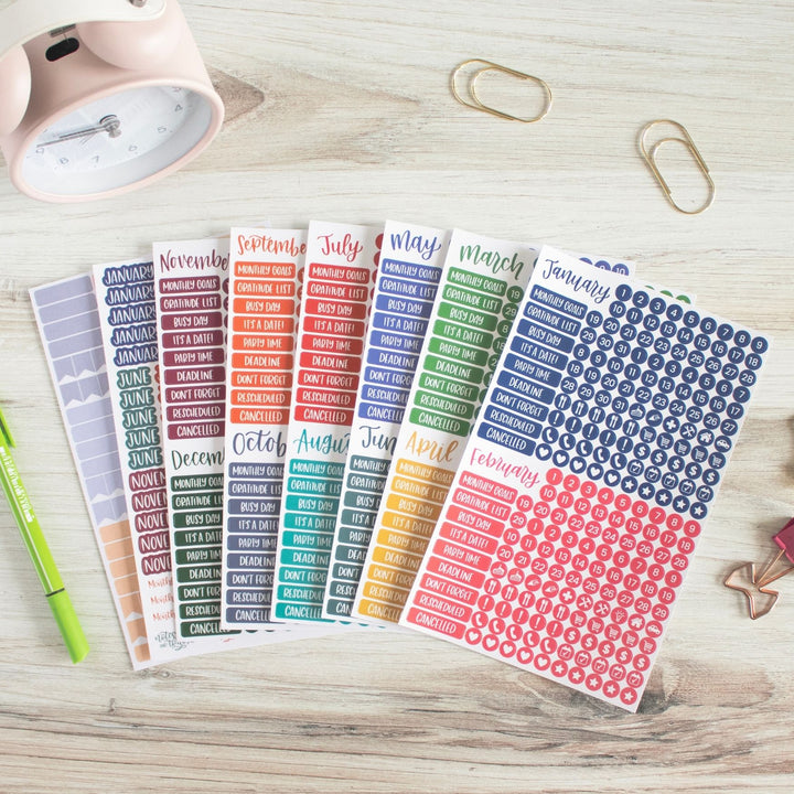 Planner Sticker Pack, Calendar Essentials, Happy Seasons