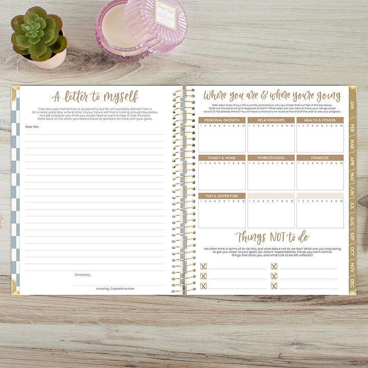 2026 Hard Cover Planner, 8.5" x 11", Checkered