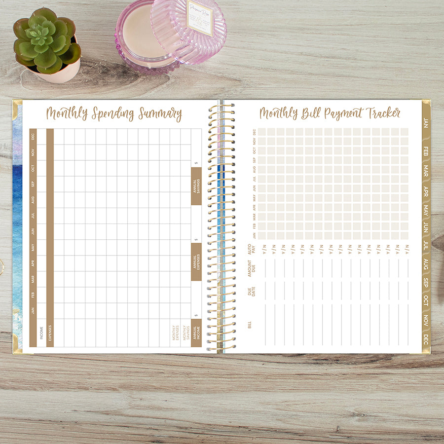 2026 Hard Cover Planner, 8.5" x 11", Coastal Calm