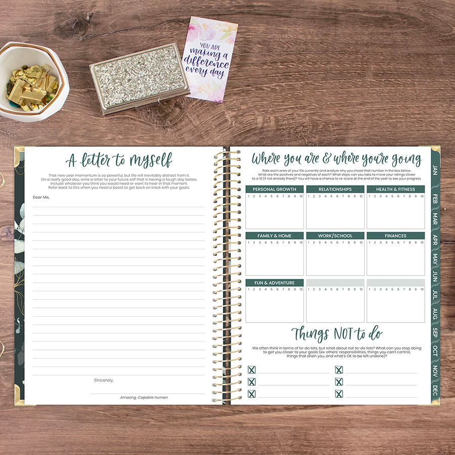 2026 Hard Cover Planner, 8.5" x 11", Eucalyptus, Green