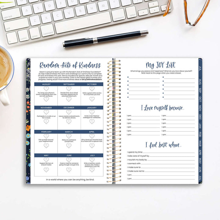 2025-26 Soft Cover Planner, 5.5" x 8.25", Garden Party, Navy