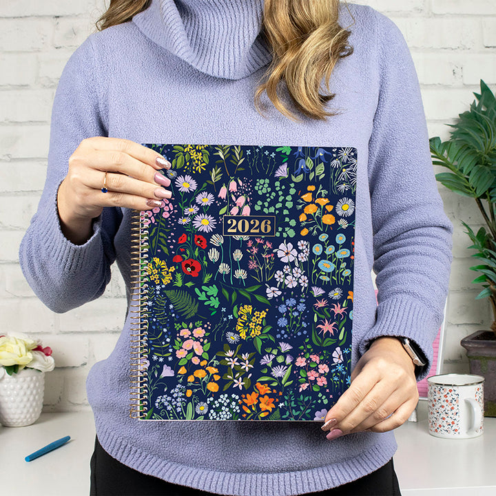 2026 Soft Cover Planner, 8.5" x 11", Garden Party, Navy