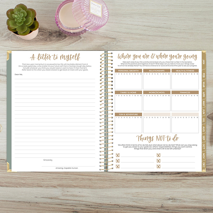 2026 Hard Cover Planner, 8.5" x 11", Linen, Green