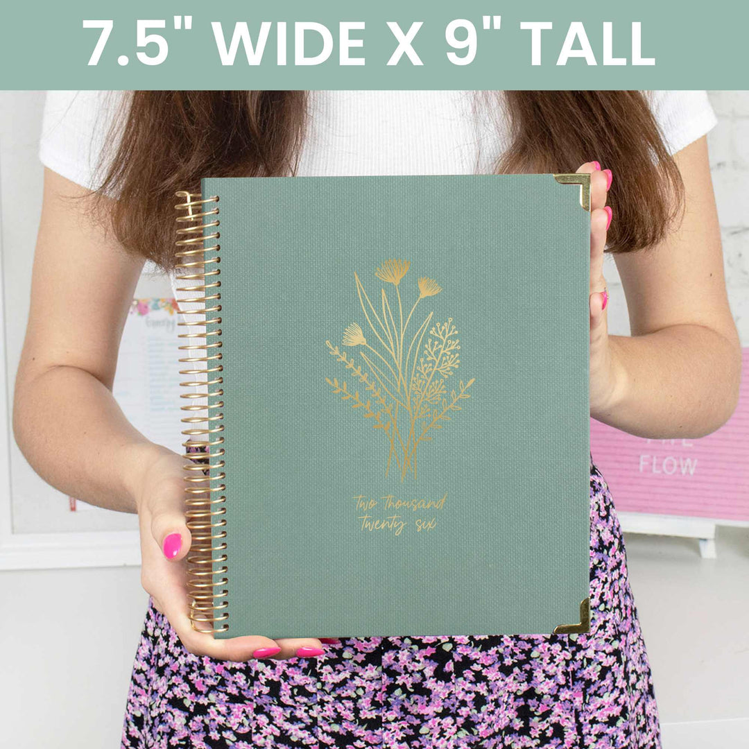 2026 Vision Planner, 7.5" x 9", Green Linen