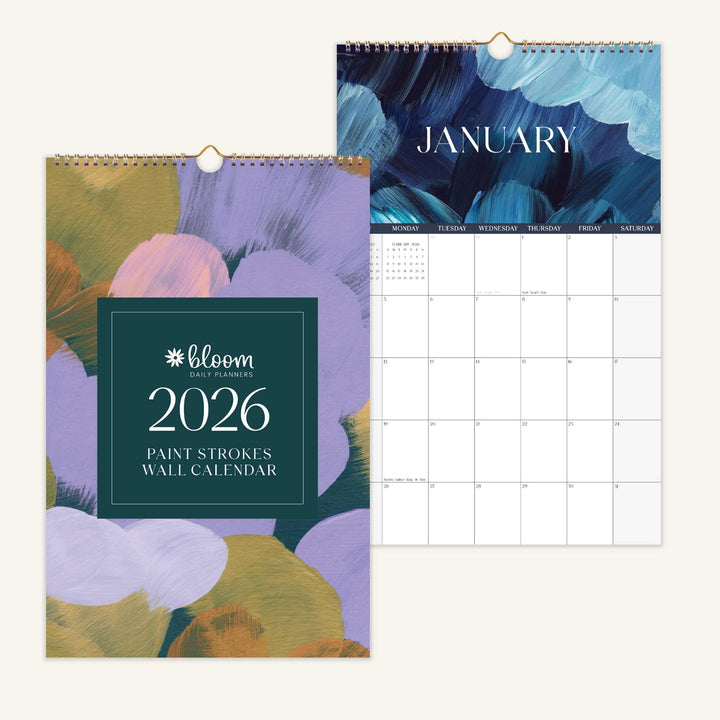 2026 Hanging Calendar, 11" x 17", Paint Strokes