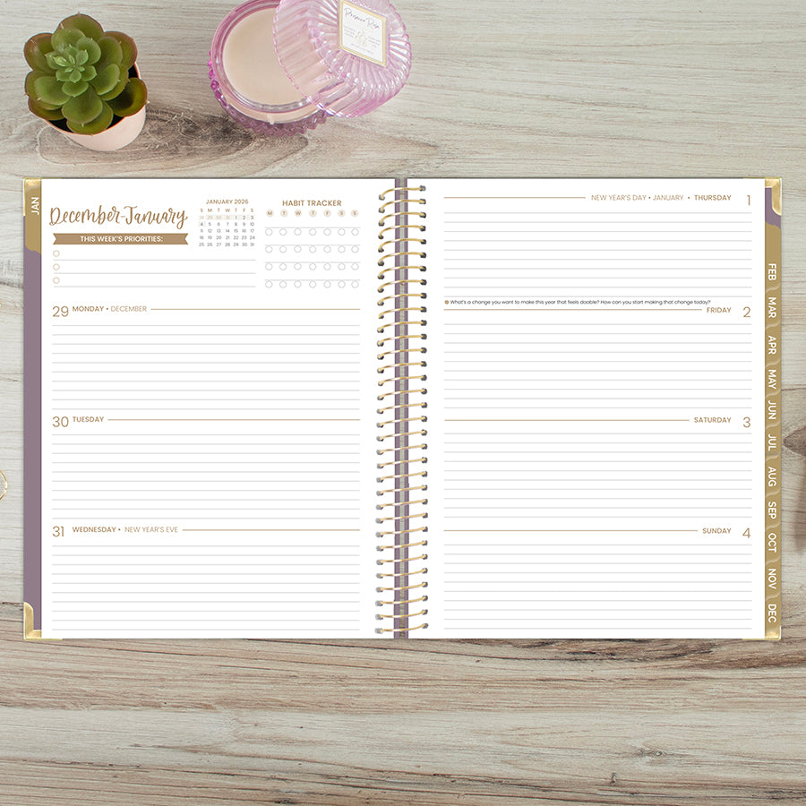 2026 Hard Cover Planner, 8.5" x 11", Linen, Purple