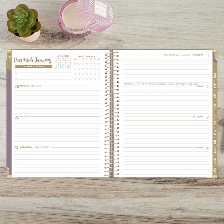 2026 Hard Cover Planner, 8.5" x 11", Linen, Purple