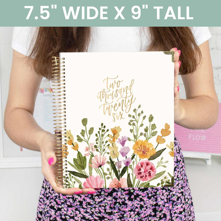 2026 Vision Planner, 7.5" x 9", Beige Bouquet