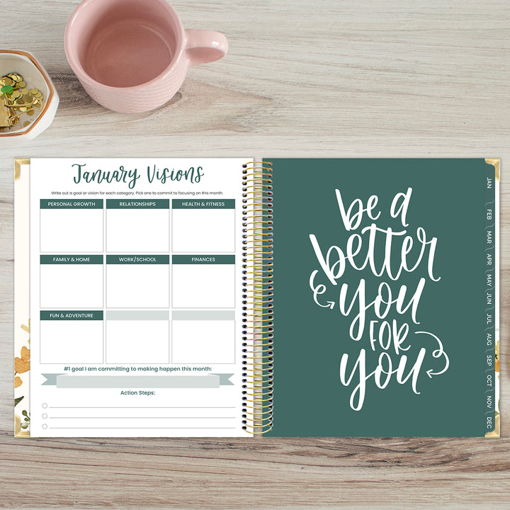 2026 Vision Planner, 7.5" x 9", Beige Bouquet