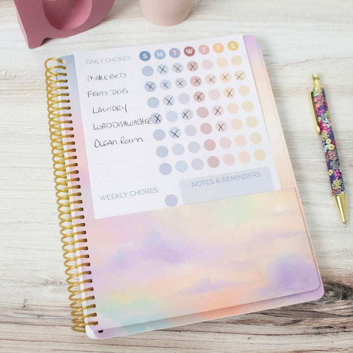 2025-26 Soft Cover Daisy Student Planner, 7" x 9", Cotton Candy Clouds