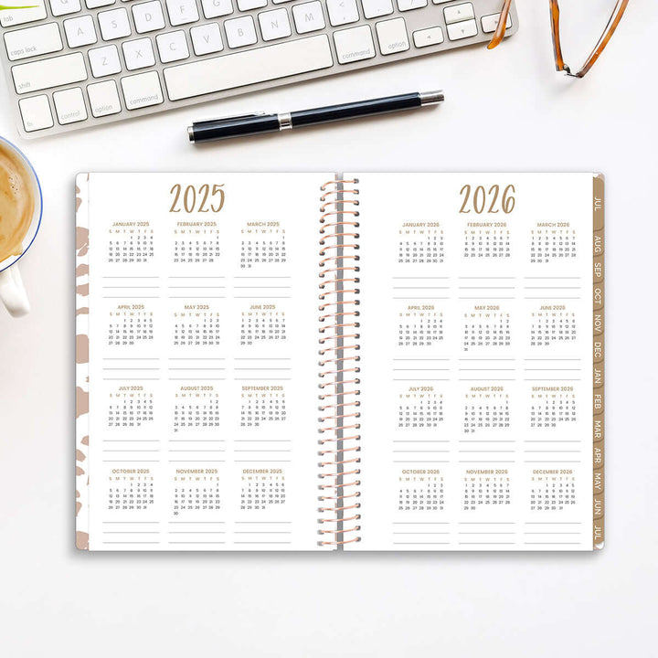 2025-26 Soft Cover Planner, 5.5" x 8.25", Tan Leopard
