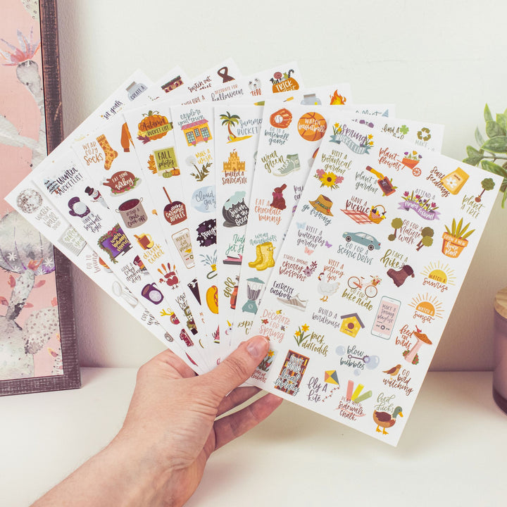 Planner Stickers, Seasonal Bucket Lists