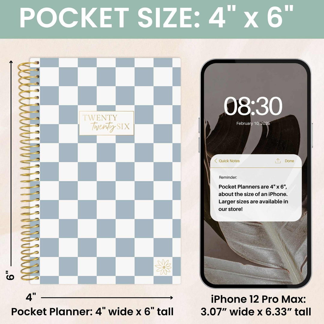2026 Soft Cover Planner, 4" x 6", Checkered