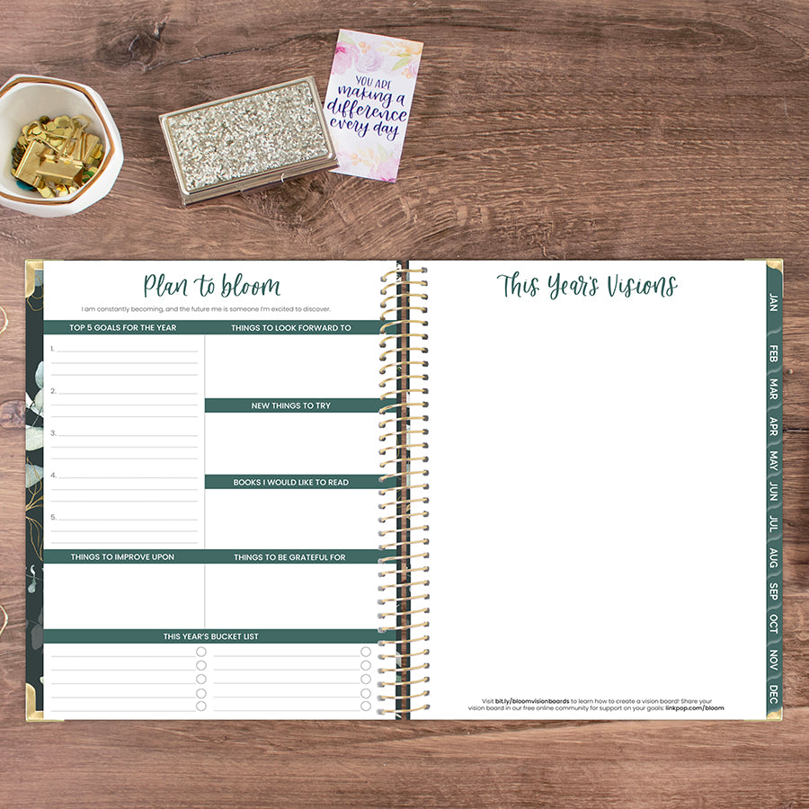 2026 Hard Cover Planner, 8.5" x 11", Eucalyptus, Green