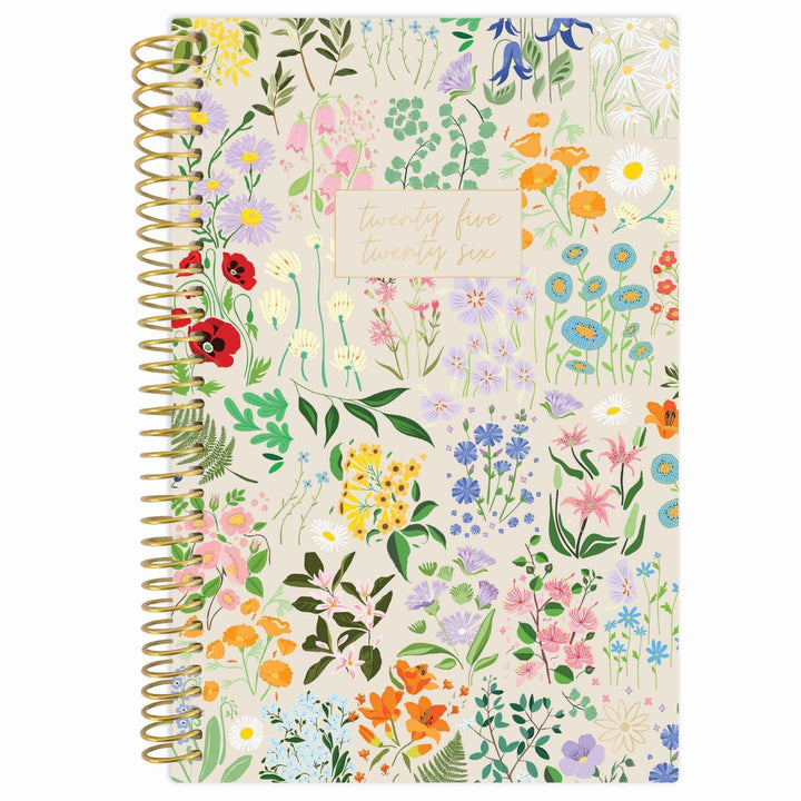 2025-26 Soft Cover Planner, 4" x 6", Garden Party, Beige