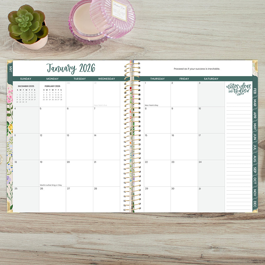 2026 Hard Cover Planner, 8.5" x 11", Garden Party, Beige