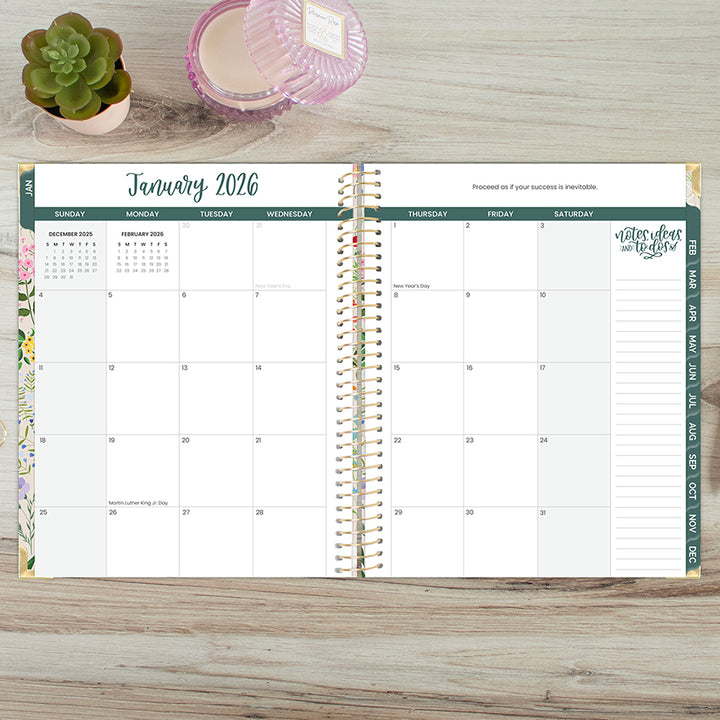 2026 Hard Cover Planner, 8.5" x 11", Garden Party, Beige