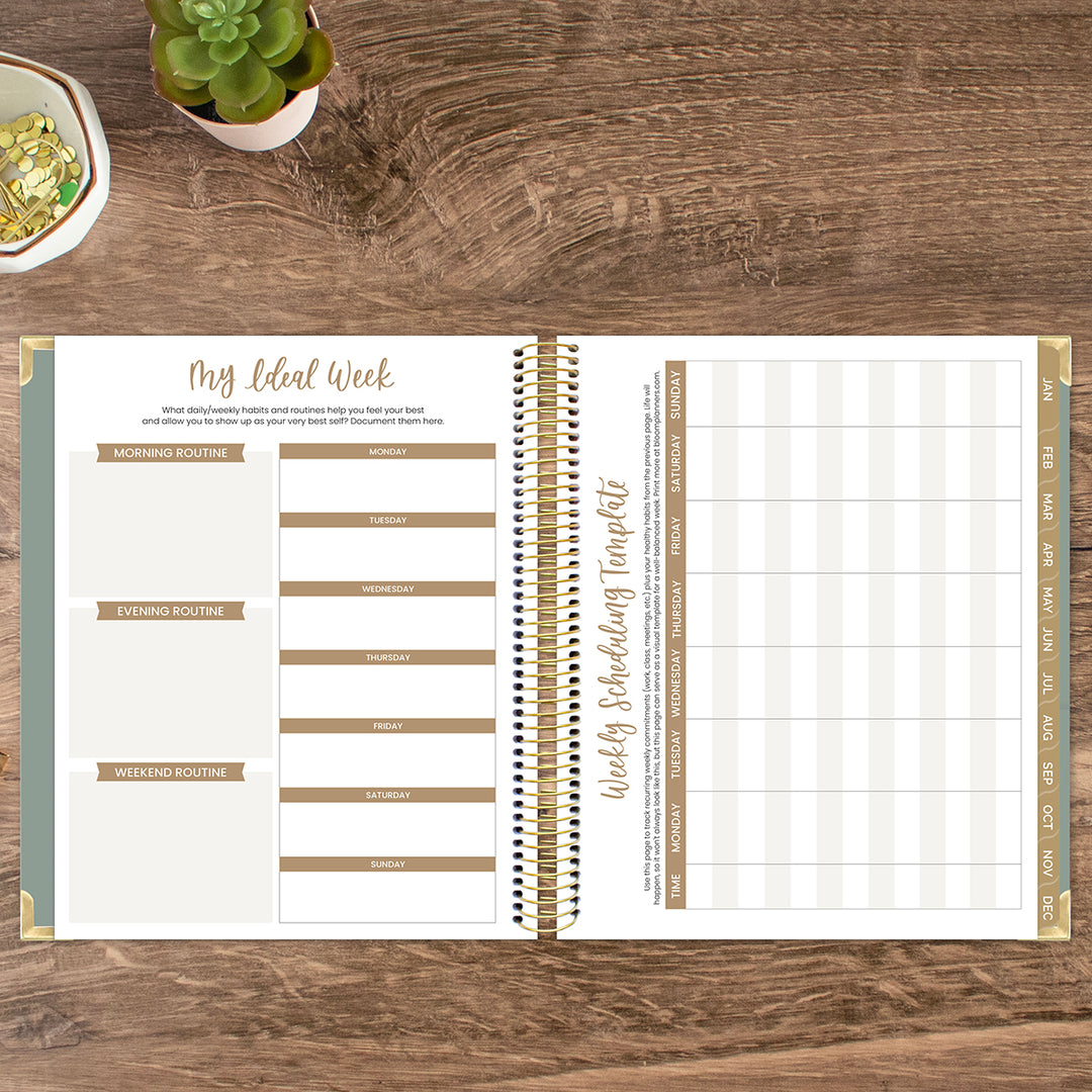 2026 Vision Planner, 7.5" x 9", Green Linen