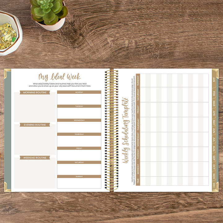 2026 Vision Planner, 7.5" x 9", Green Linen