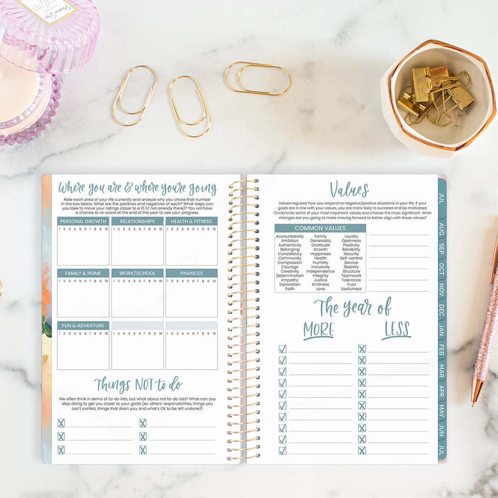 2025-26 Soft Cover Planner, 5.5" x 8.25", Painted Peonies