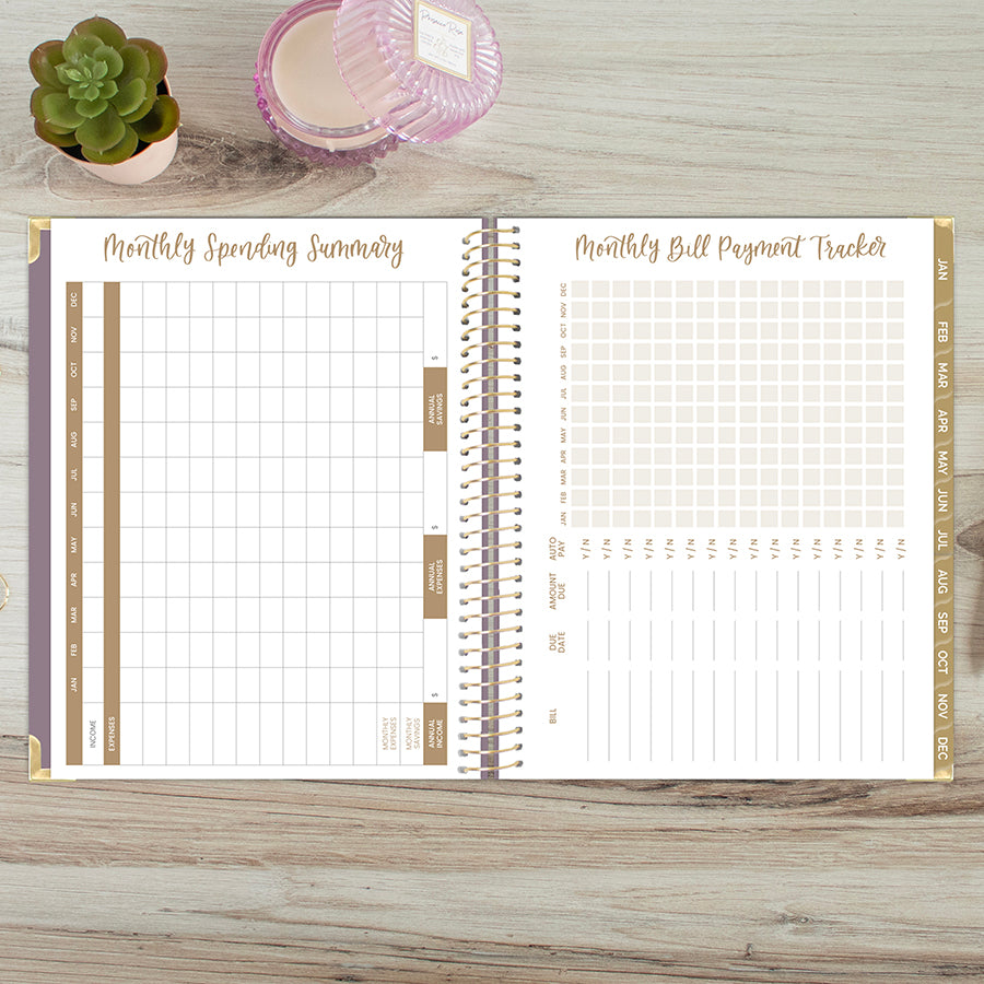 2026 Hard Cover Planner, 8.5" x 11", Linen, Purple