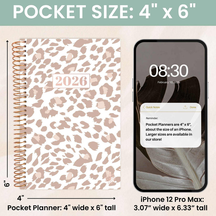 2026 Soft Cover Planner, 4" x 6", Tan Leopard