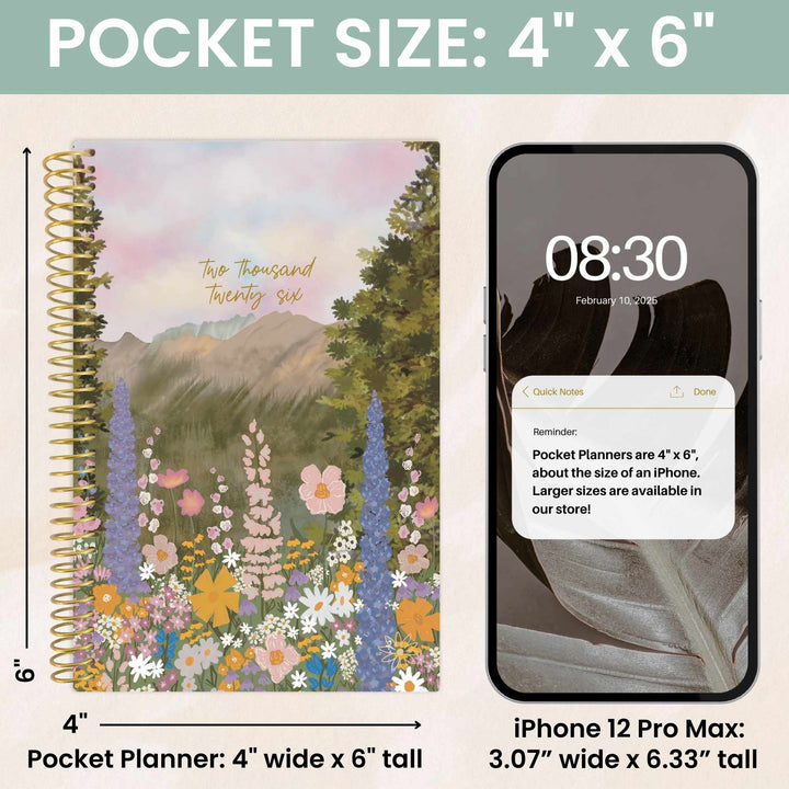 2026 Soft Cover Planner, 4" x 6", Wildflower Mountainside