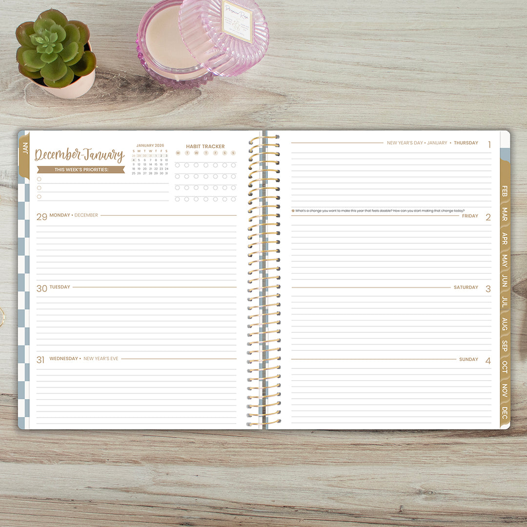 2026 Soft Cover Planner, 8.5" x 11", Checkered