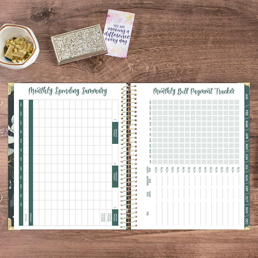 2026 Hard Cover Planner, 8.5" x 11", Eucalyptus, Green