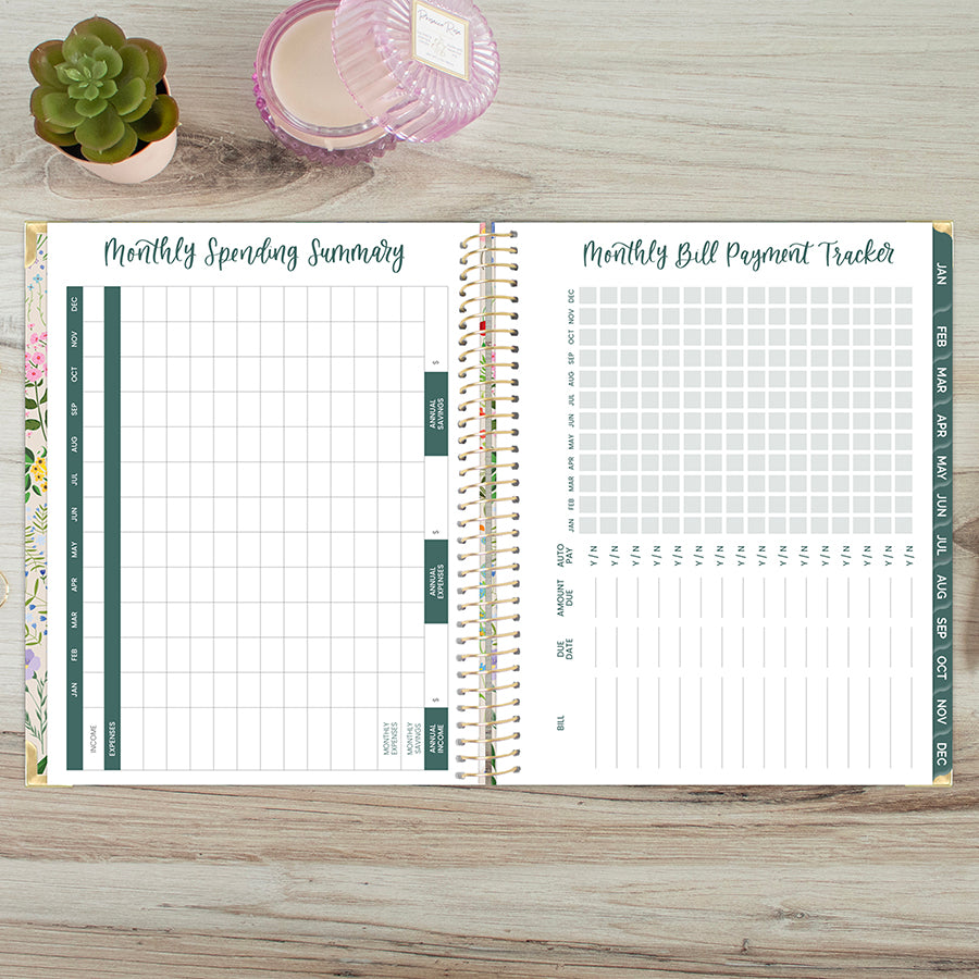 2026 Hard Cover Planner, 8.5" x 11", Garden Party, Beige