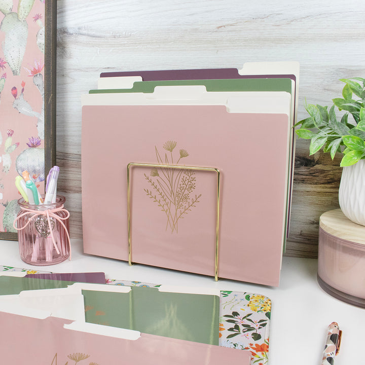 File Folder Set, 12 Pack, Gold Foil Florals