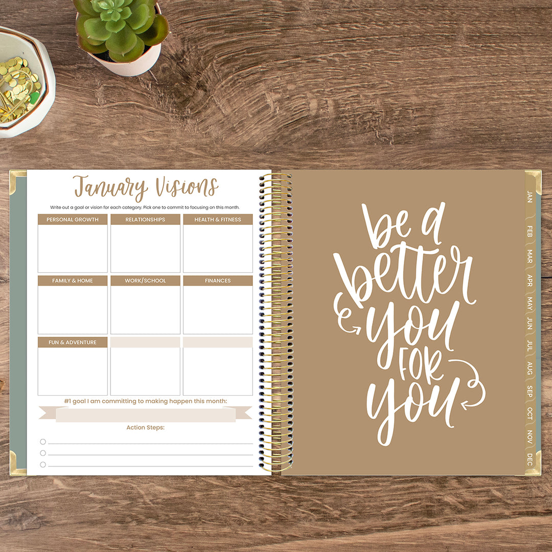 2026 Vision Planner, 7.5" x 9", Green Linen