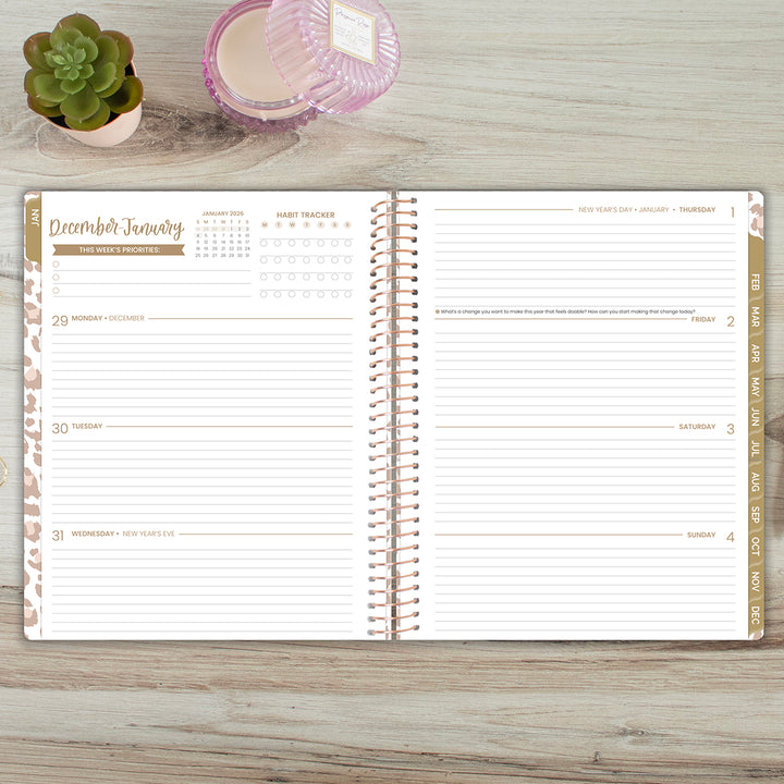 2026 Soft Cover Planner, 8.5" x 11", Tan Leopard
