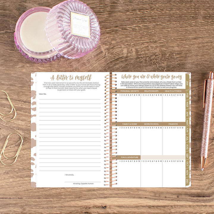 2026 Soft Cover Planner, 4" x 6", Tan Leopard