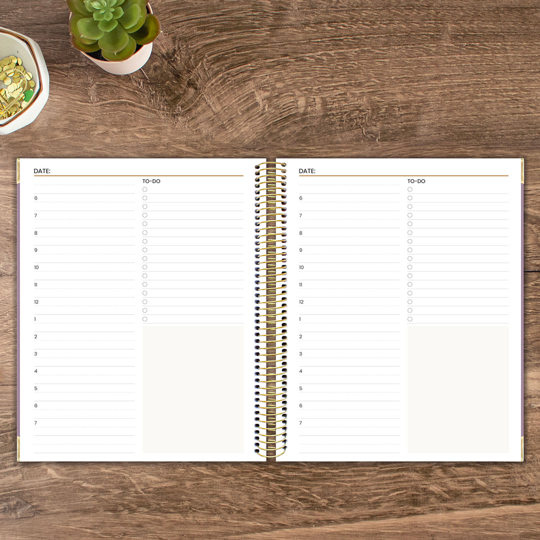 6-Month Undated Daily To-Do Planner, 7” x 9”, Purple Linen