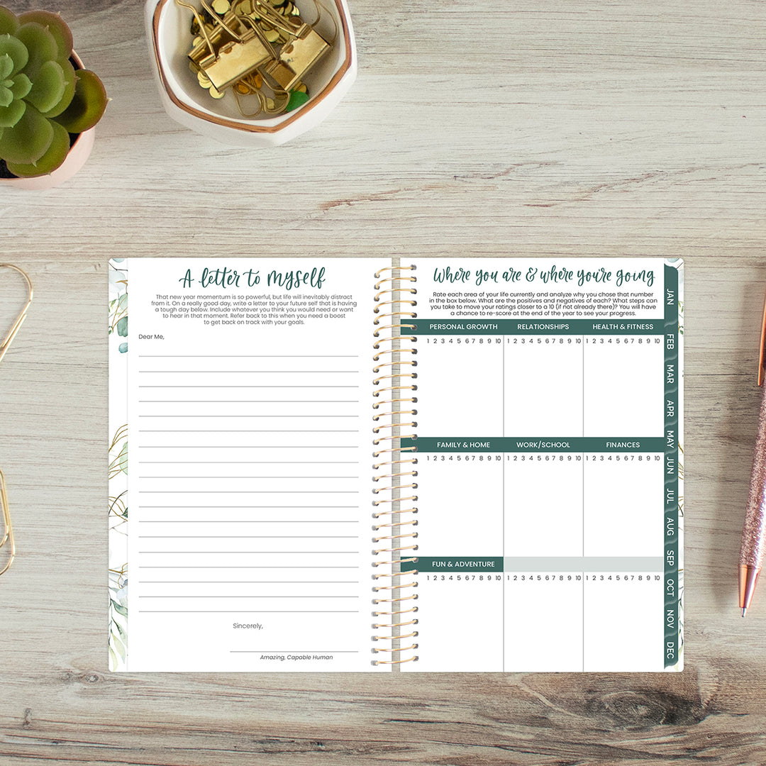 2026 Soft Cover Planner, 4" x 6", Eucalyptus, White