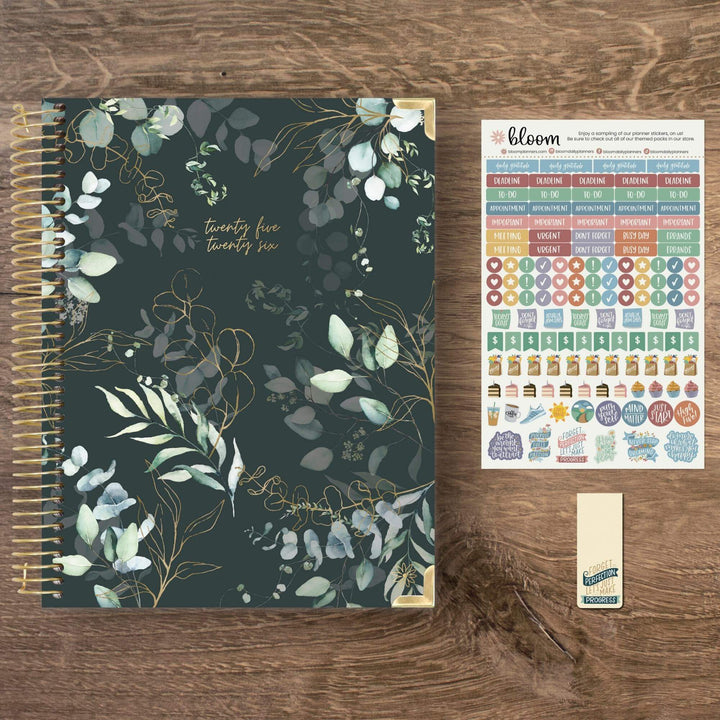 2025-26 Hard Cover Planner, 8.5" x 11", Eucalyptus, Green