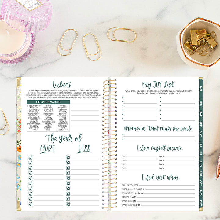 2026 Hard Cover Planner, 5.5" x 8.25", Garden Party, Beige