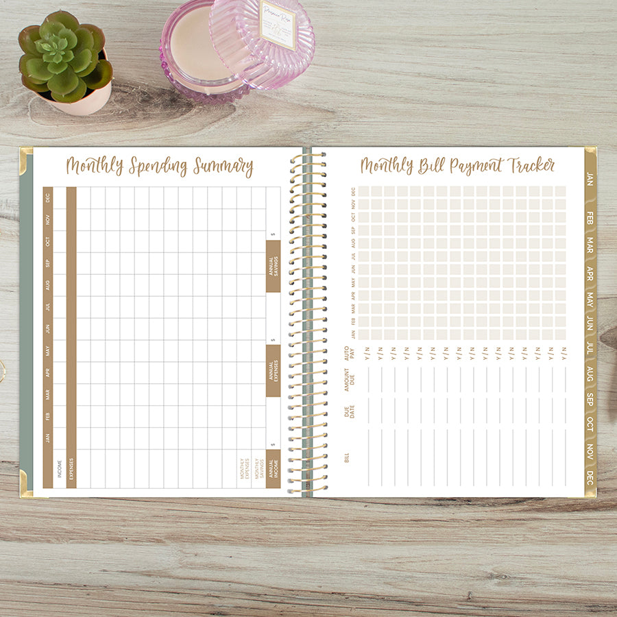 2026 Hard Cover Planner, 8.5" x 11", Linen, Green