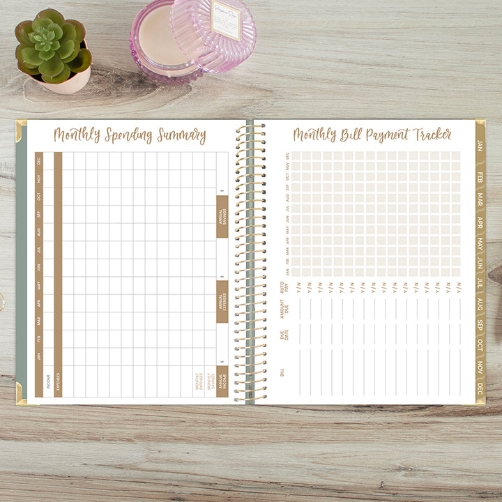 2026 Hard Cover Planner, 8.5" x 11", Linen, Green