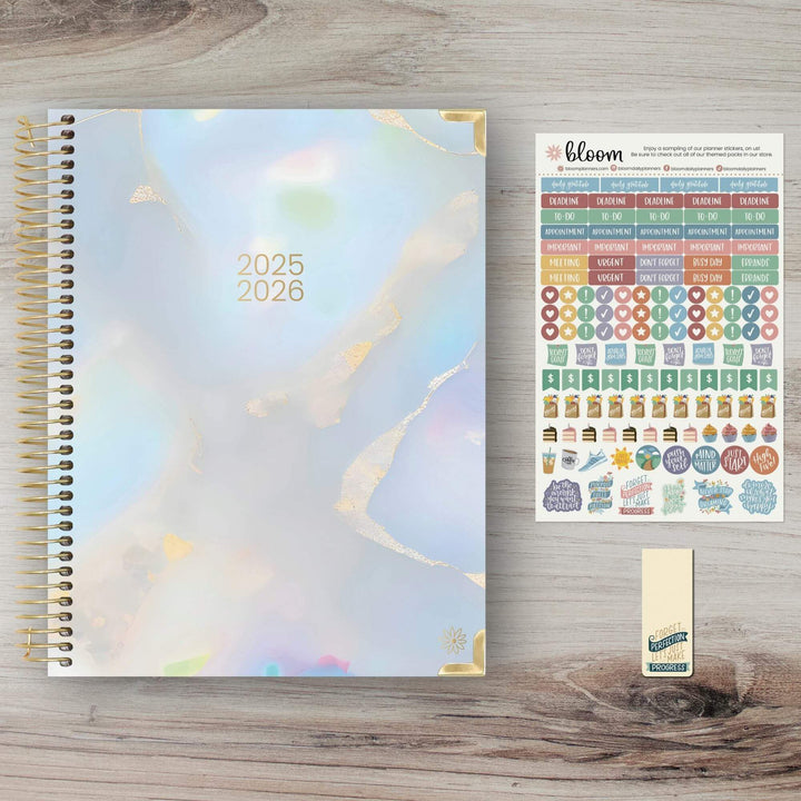 2025-26 Hard Cover Planner, 8.5" x 11", Iridescent Opal