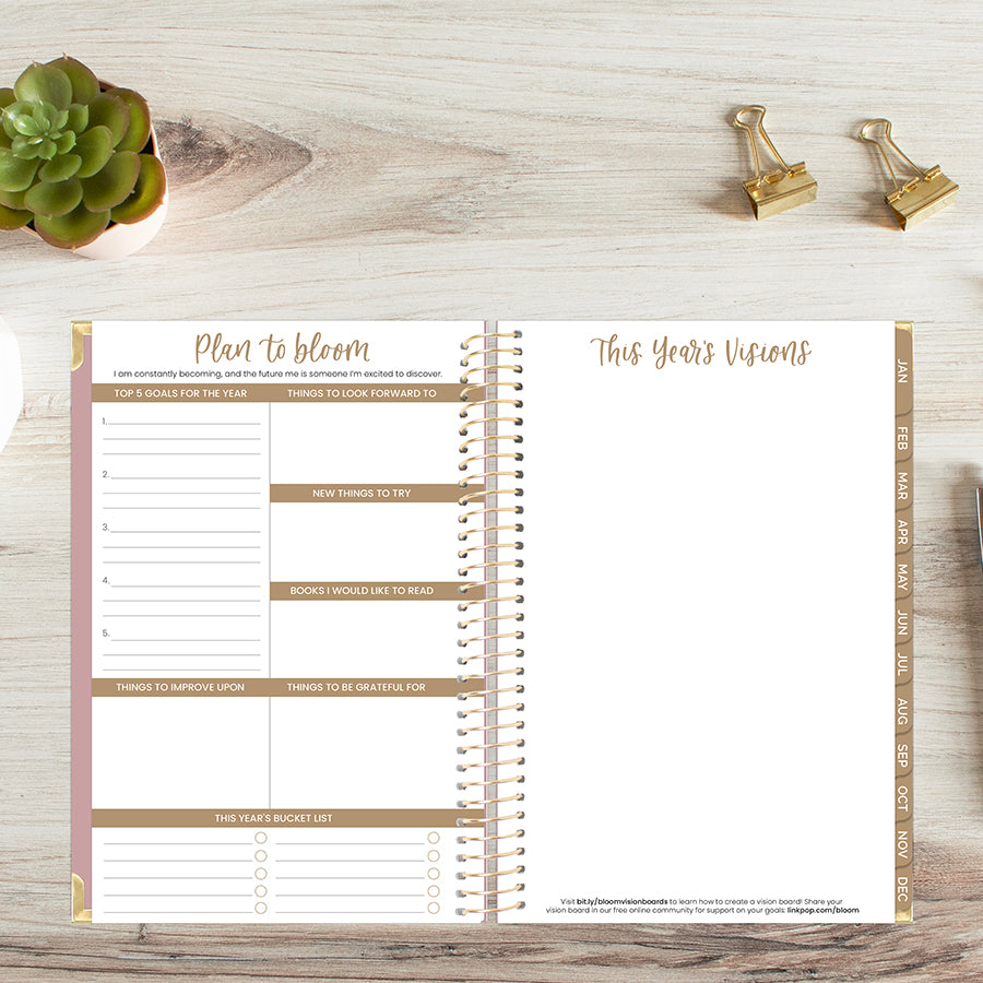 2026 Hard Cover Planner, 5.5" x 8.25", Linen, Pink