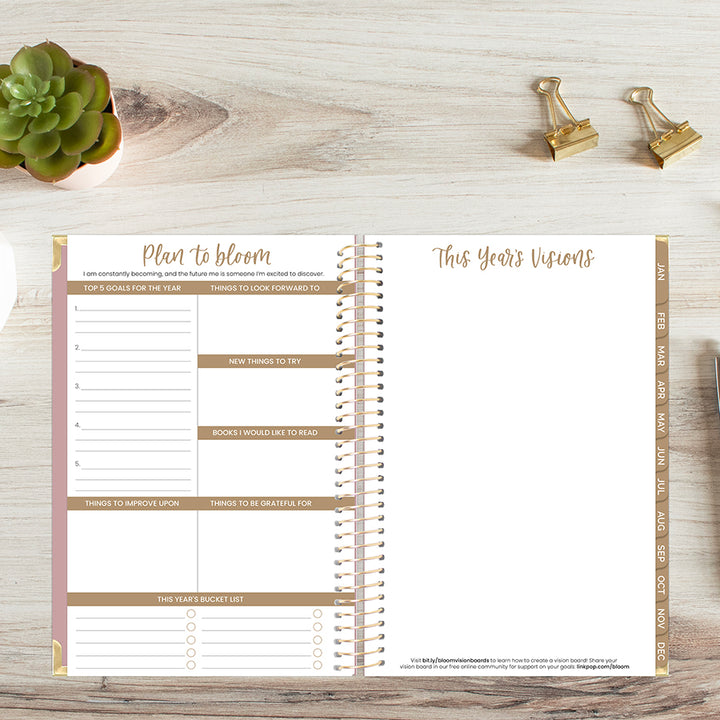 2026 Hard Cover Planner, 5.5" x 8.25", Linen, Pink