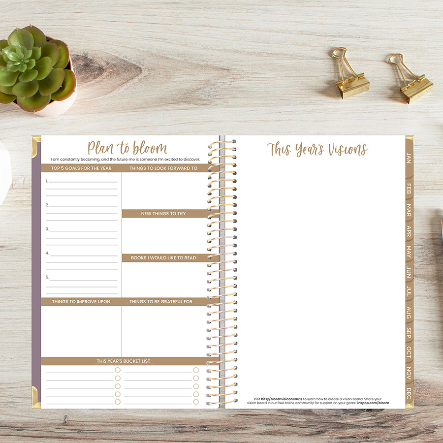 2026 Hard Cover Planner, 5.5" x 8.25", Linen, Purple