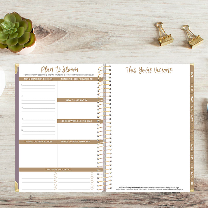 2026 Hard Cover Planner, 5.5" x 8.25", Linen, Purple