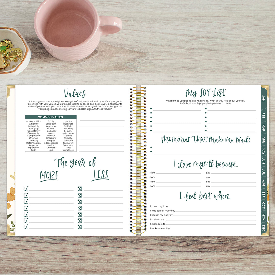 2026 Vision Planner, 7.5" x 9", Beige Bouquet